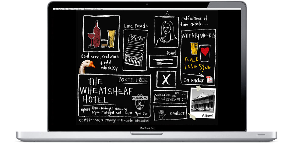 A screen shot of the Wheatsheaf Hotel website.
