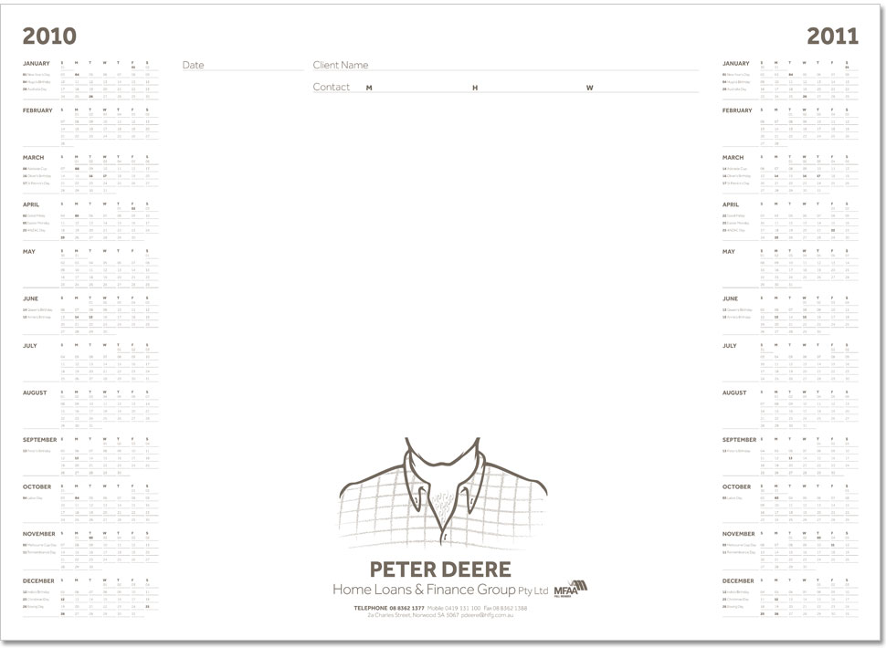 An image of the Peter Deere calendar.