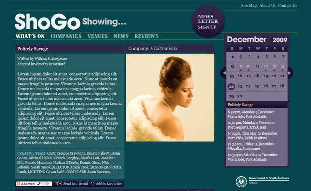 A screenshot of the ShoGo individual show page.